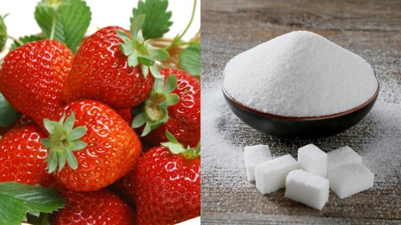 Ingredients for the dish strawberries soaked in sugar