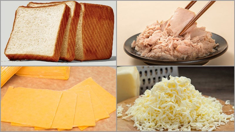 Ingredients for 3 ways to make tuna sandwiches