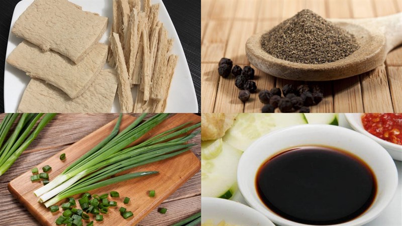 Ingredients for vegetarian spare ribs stewed with pepper, stewed with lemongrass and chili