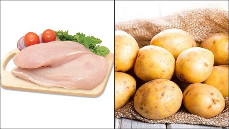 Ingredients for stir-fried potatoes with chicken liver, stir-fried potatoes with chicken breast