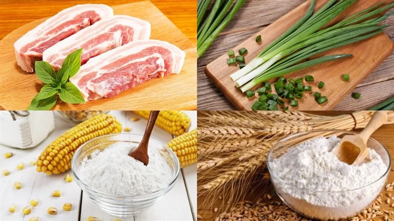 Ingredients for salted chili fried pork dish