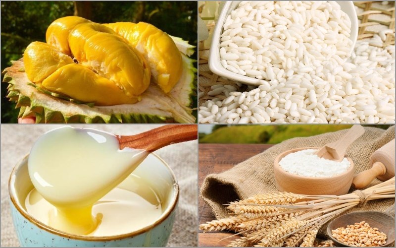 Ingredients for durian sticky rice