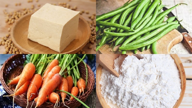 Ingredients for the dish 3 ways to make vegetarian tofu cake