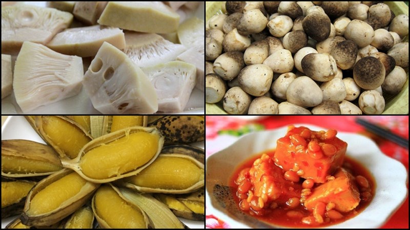 Ingredients for the dish young jackfruit braised with red bean curd and young jackfruit braised with coconut milk