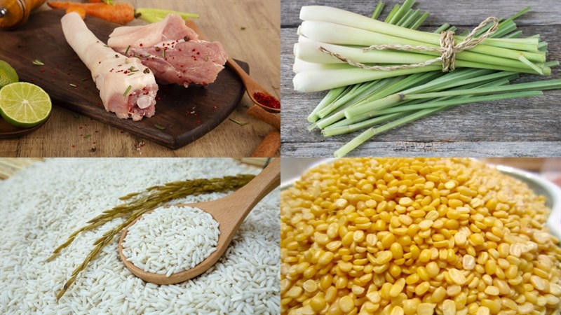 Ingredients for fried pig tail dish