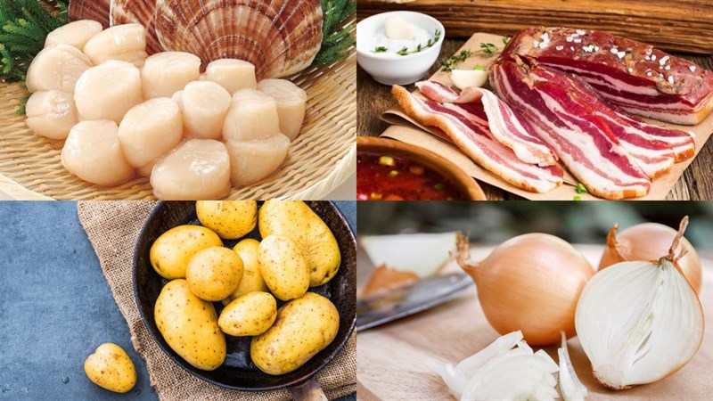 Ingredients for the dish 2 ways to cook scallop soup