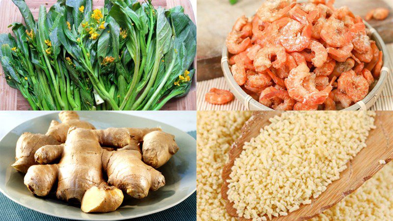 Ingredients for fresh shrimp and vegetable soup, dry shrimp vegetable soup
