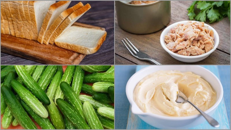 Ingredients for the dish 3 ways to make tuna sandwich