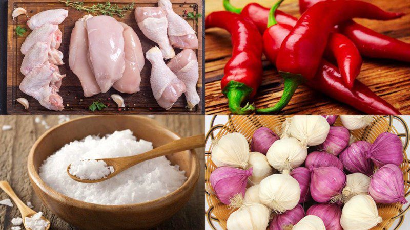 Ingredients for salty chili fried chicken