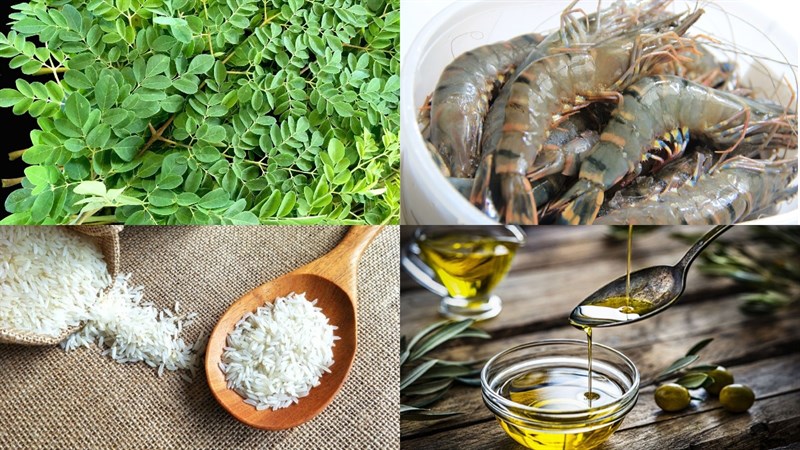Ingredients for moringa vegetable porridge for babies