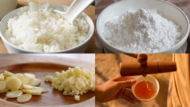 Ingredients for fried fish balls made from cold rice