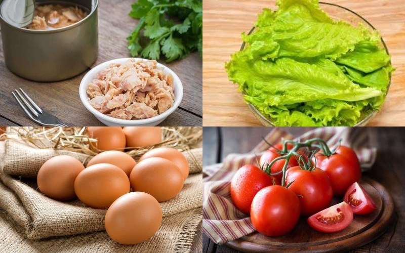 Ingredients for 3 tuna salad recipes