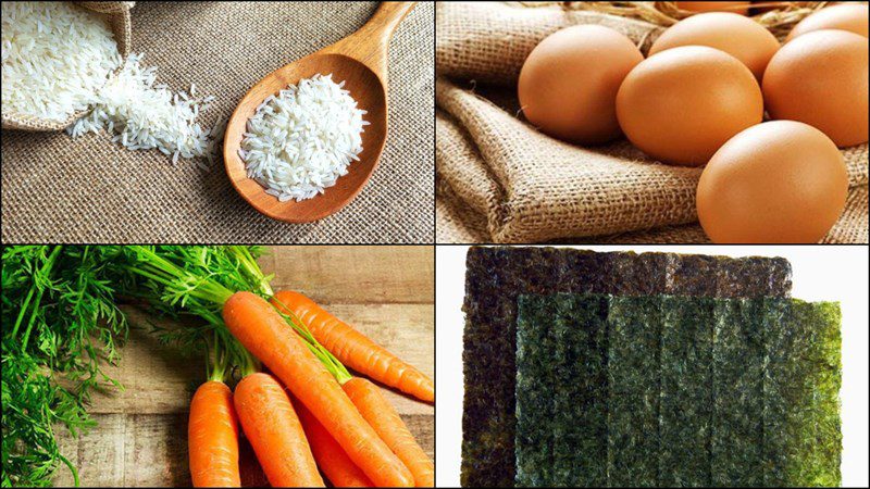 Ingredients for Korean kimbap