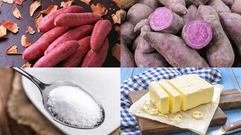 Ingredients for butter fried sweet potato dish