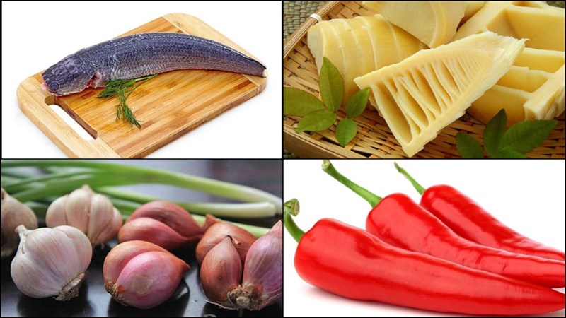 Ingredients for the dish 2 ways to cook snakehead fish with bamboo shoots