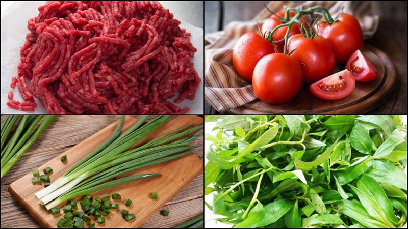 Ingredients for beef noodle soup with tomatoes