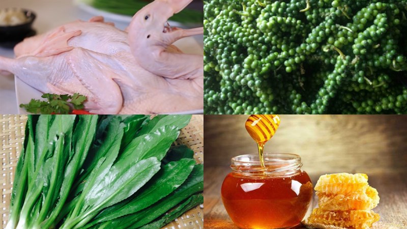 Ingredients for grilled duck dish, grilled duck with green pepper