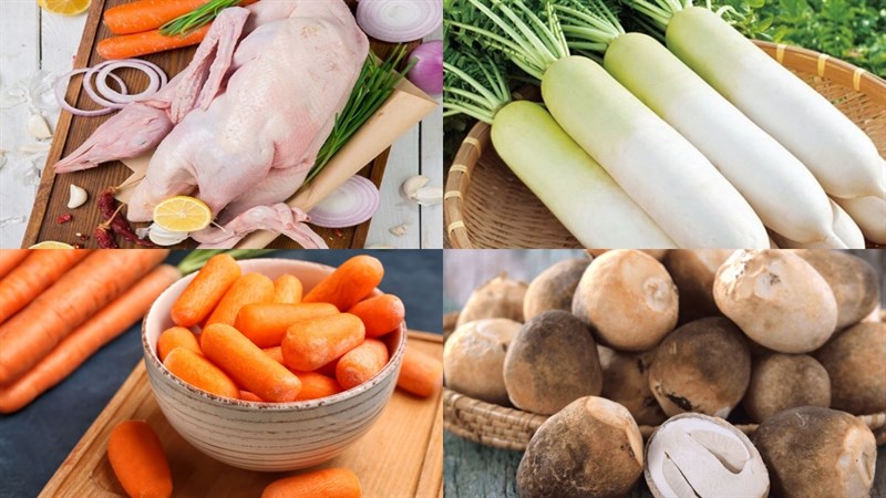 Ingredients for duck vermicelli dish