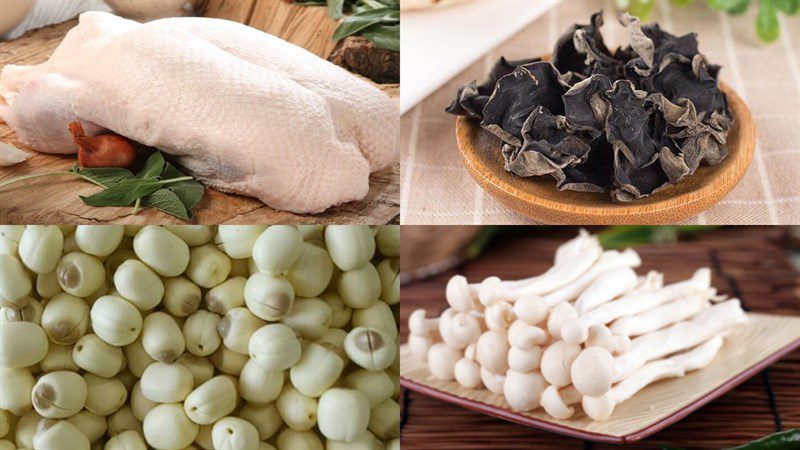 Ingredients for duck stewed with lotus seeds