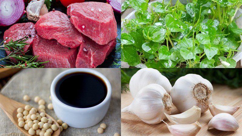 Ingredients for stir-fried cowpea with beef