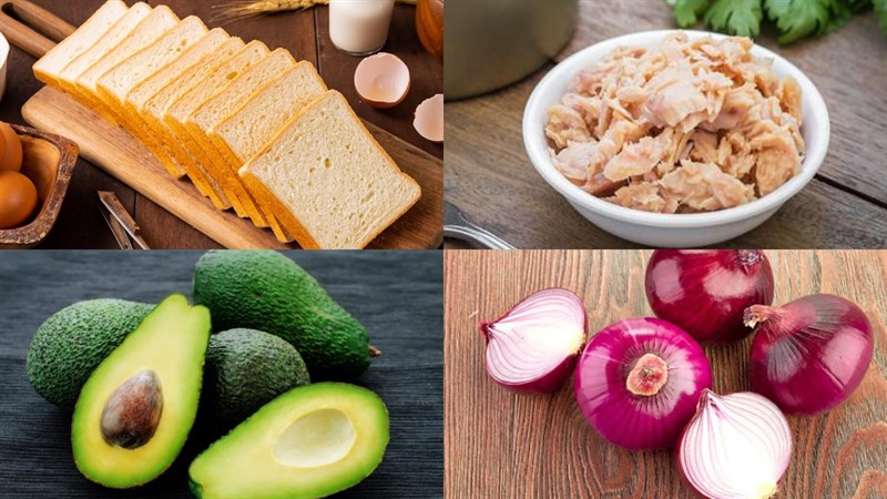Ingredients for 3 ways to make tuna sandwich