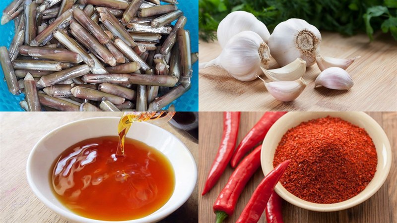 Ingredients for stir-fried razor clams with garlic