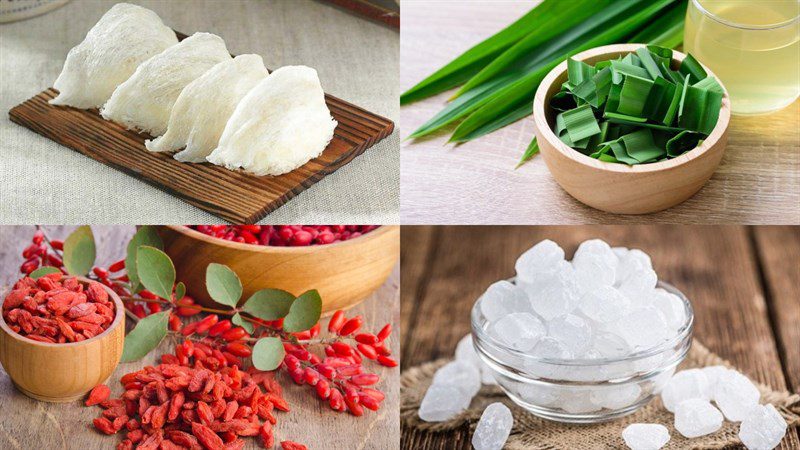 Ingredients for steamed bird's nest with pandan leaves