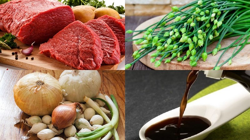 Ingredients for chive flowers stir-fried with beef, chive flowers stir-fried with pig liver