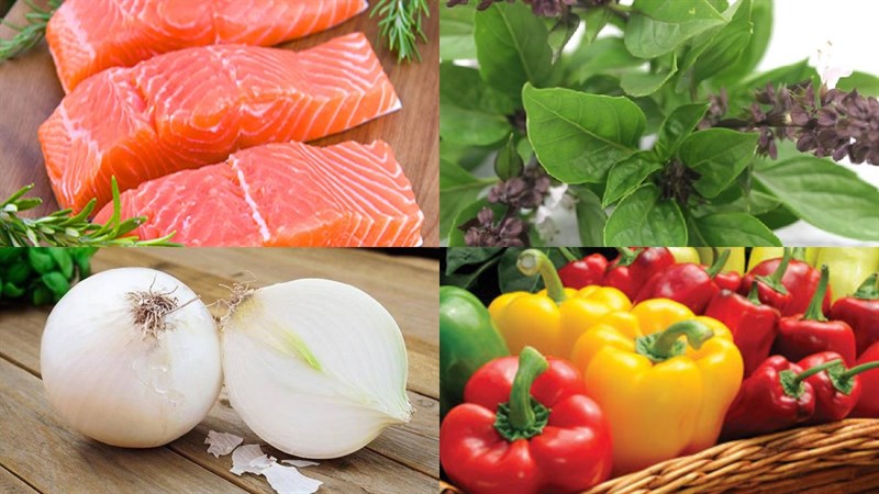 Ingredients for salmon salad mixed with oil and vinegar and salmon salad mixed with yogurt