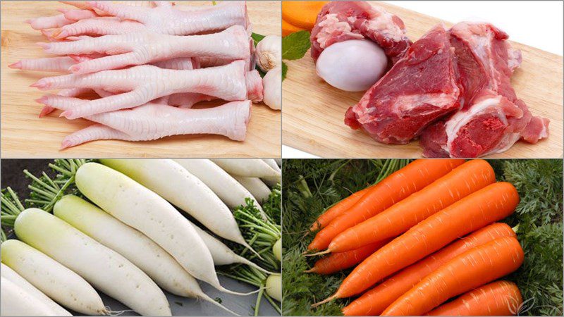 Ingredients for the dish of pork knuckle and pork bone noodles