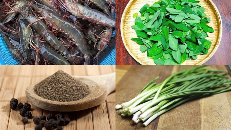 Ingredients for the vegetable soup with shrimp