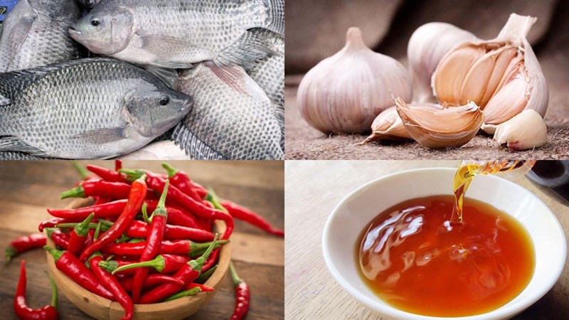 Ingredients for fried snakehead fish with fish sauce