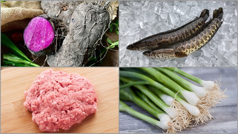 Ingredients for the dish 2 ways to cook taro soup with snakehead fish and tilapia