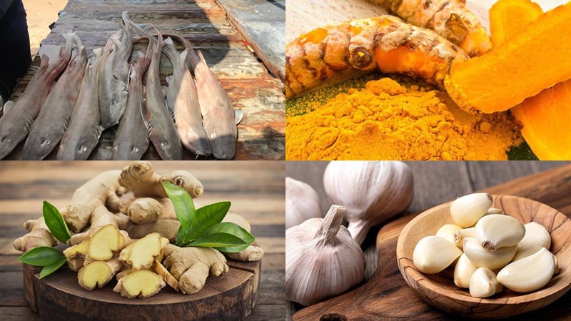 Ingredients for turmeric braised shark fish