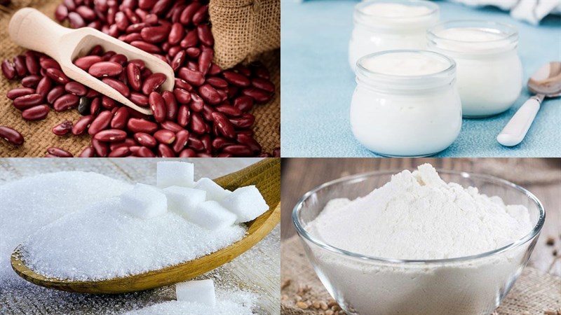 Ingredients for red bean yogurt dish