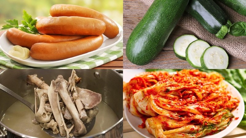 Ingredients for kimchi sausage hot pot