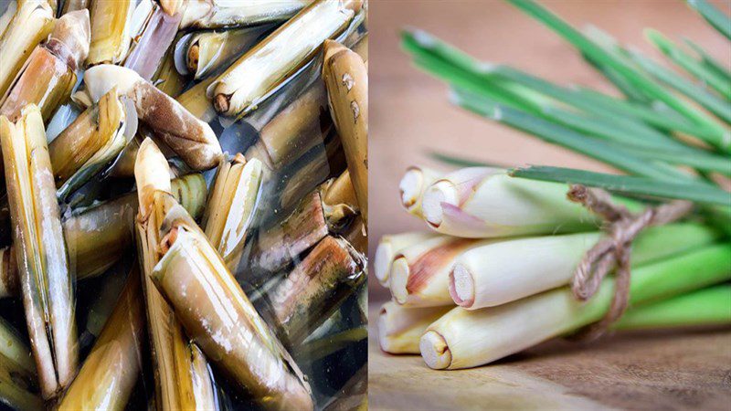 Ingredients for garlic fried razor clams