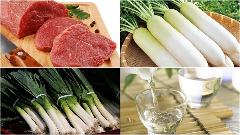 Ingredients for Korean beef radish soup