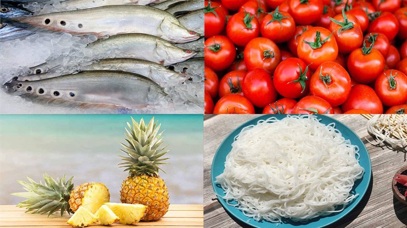 Ingredients for fish cake noodle dish