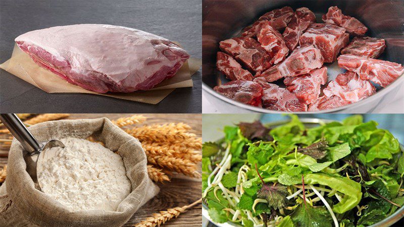 Ingredients for Cao Lau dish