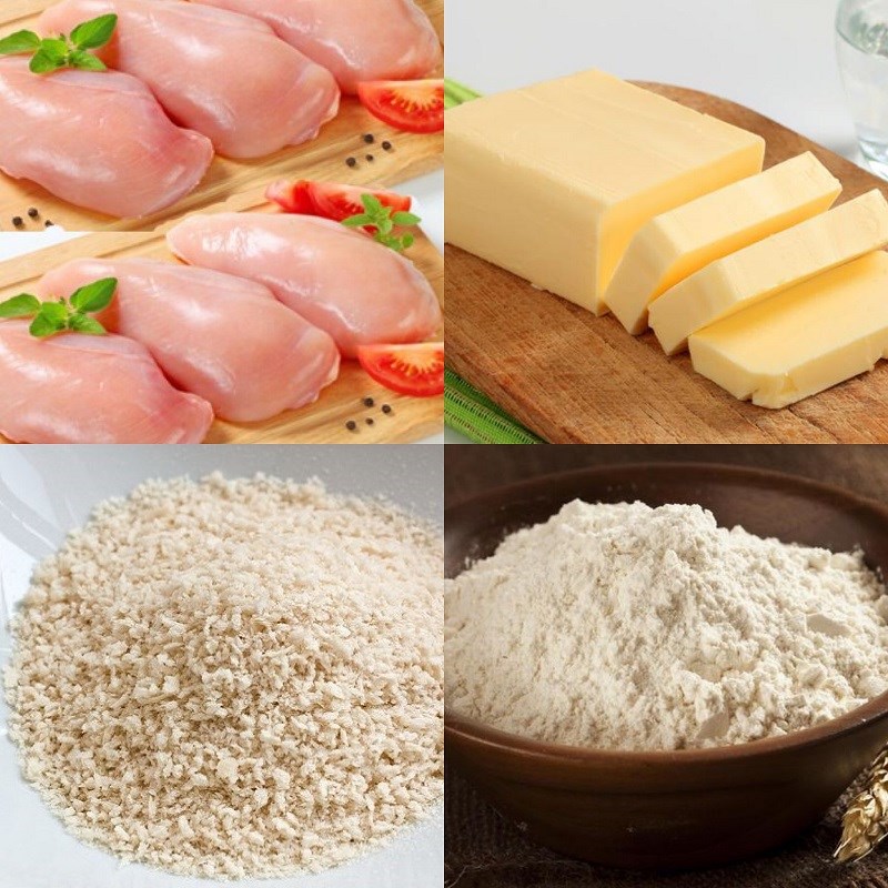 Ingredients for cheesy chicken hamburger