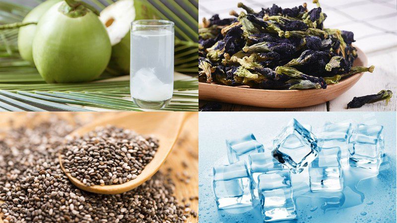 Ingredients for chia seed coconut water