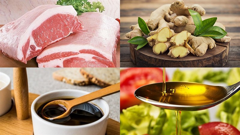 Ingredients for stir-fried pork with ginger