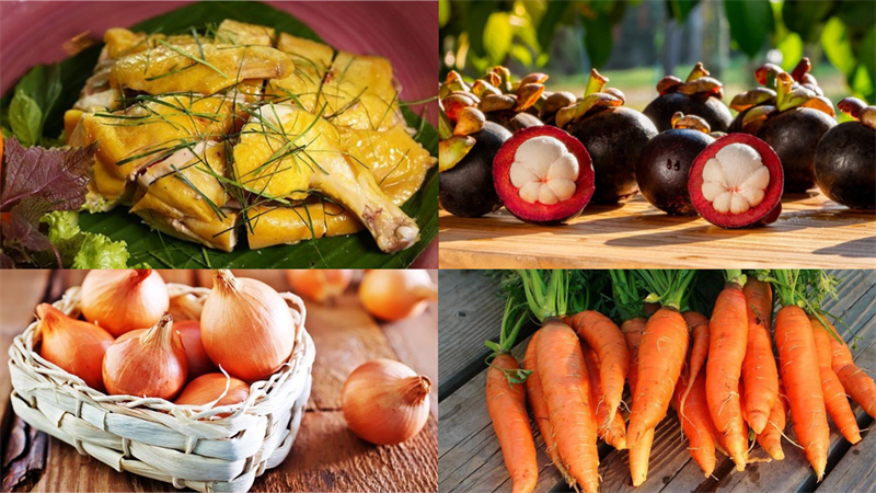Ingredients for salted chicken salad with mangosteen and vegetables