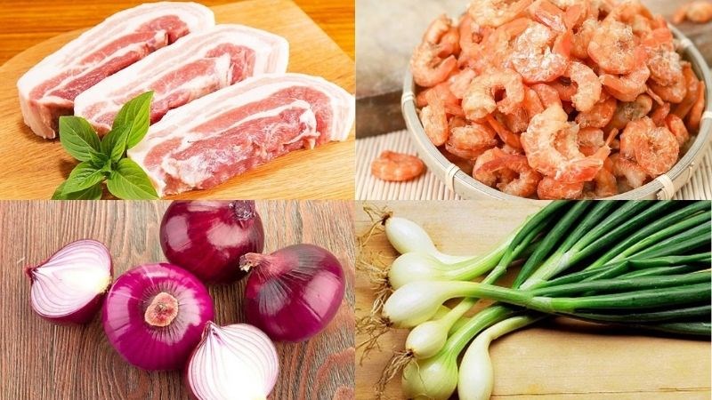 Ingredients for braised pork with shrimp