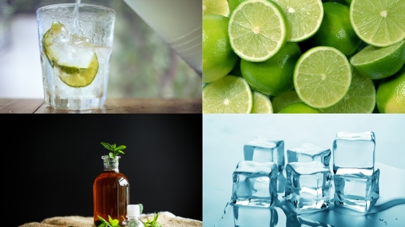 Ingredients for mint lemon soda