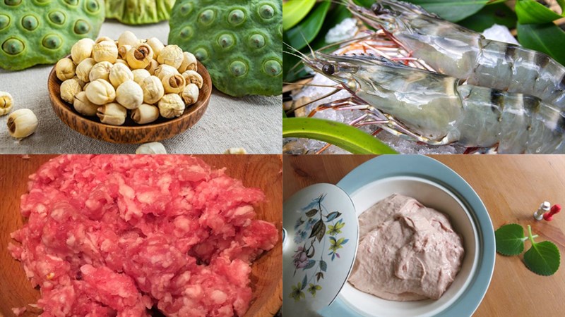 Ingredients for the lotus seed spring roll dish