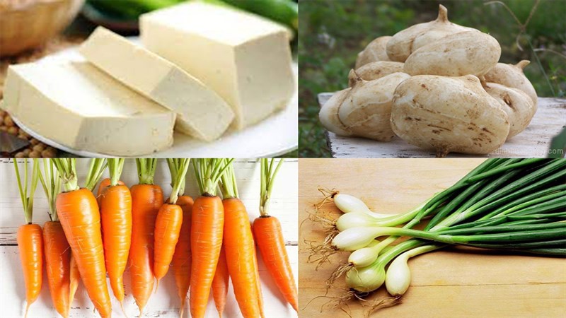 Ingredients for stir-fried cassava dish
