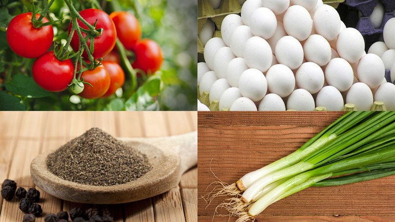 Ingredients for steamed egg tomato dish