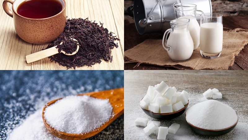 Ingredients for cold brew milk tea
